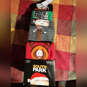 South Park Christmas Pack Of 5 Socks, Size 10-13 NEW
